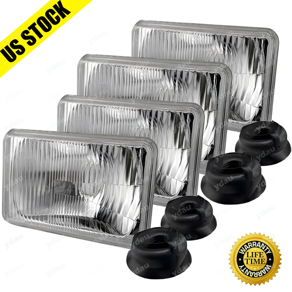 FOUR(x4) 4×6″ H4 Glass Headlights Conversion Halogen Semi Sealed Kit HID & LED