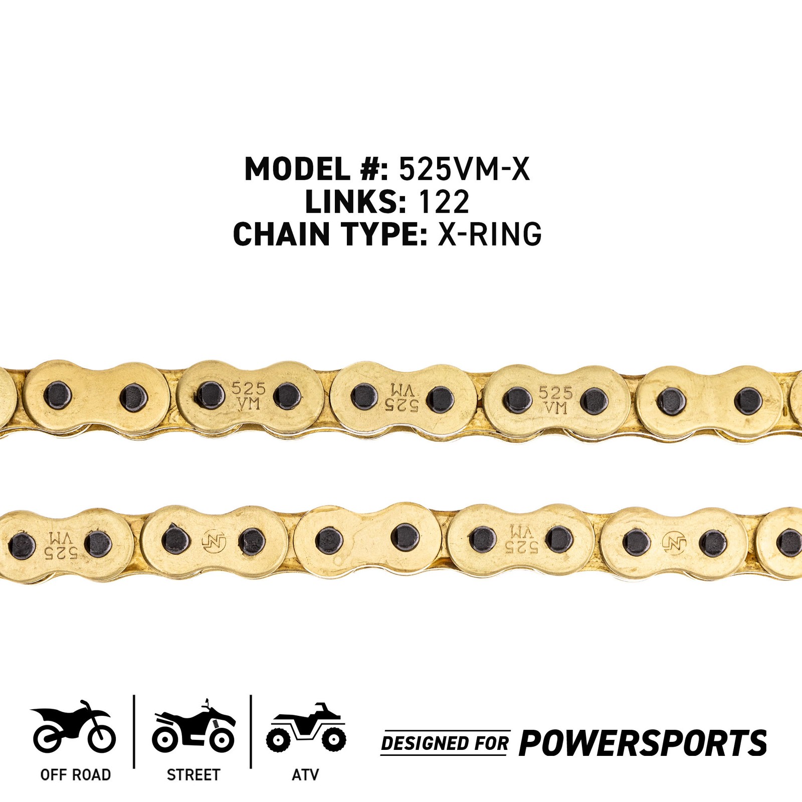 NICHE Gold 525 X-Ring Chain 122 Links With Connecting Master Link Motorcycle