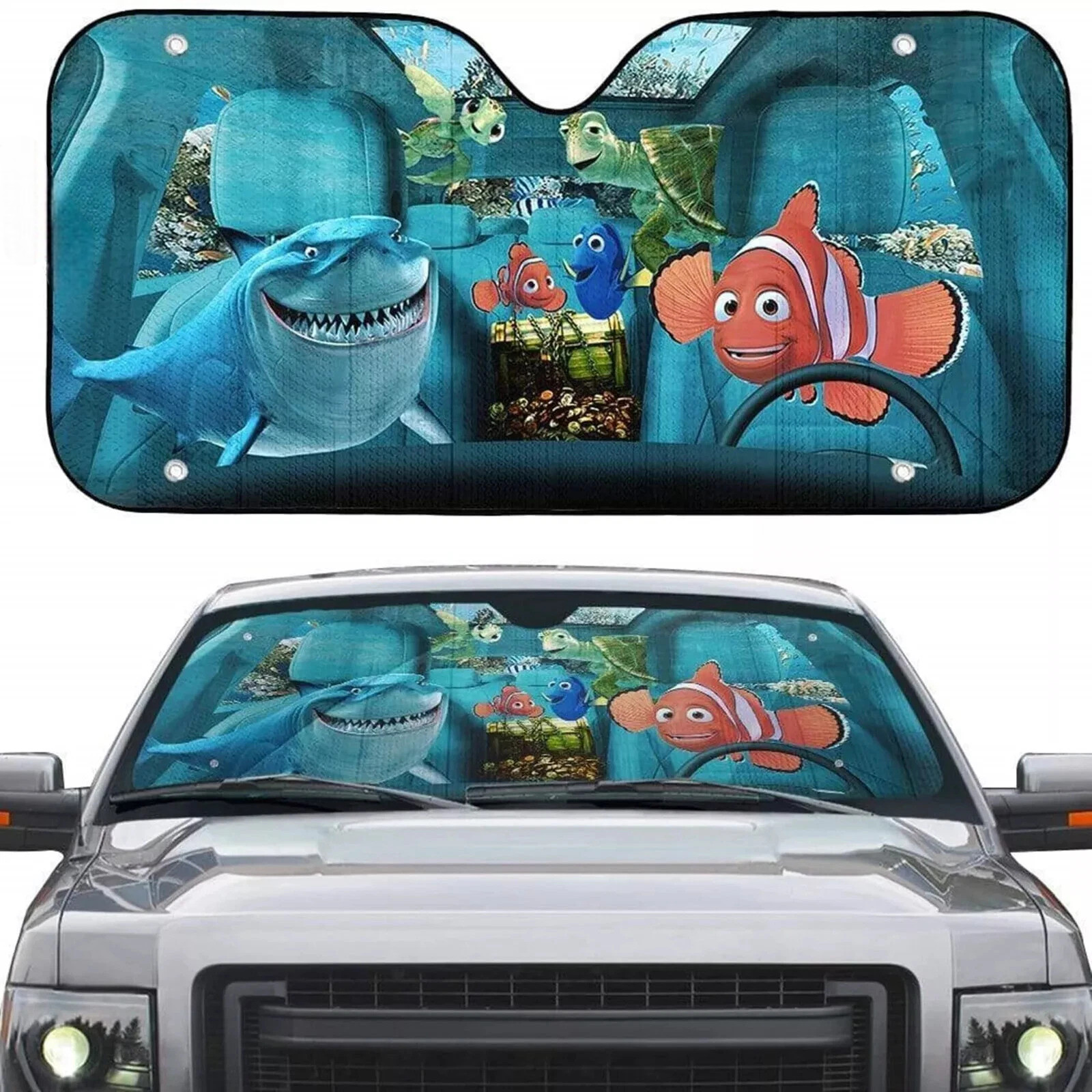 Finding Nemo Dory Marlin Bruce Shark Ocean Sea Turtle Car Windshield Sun Shade