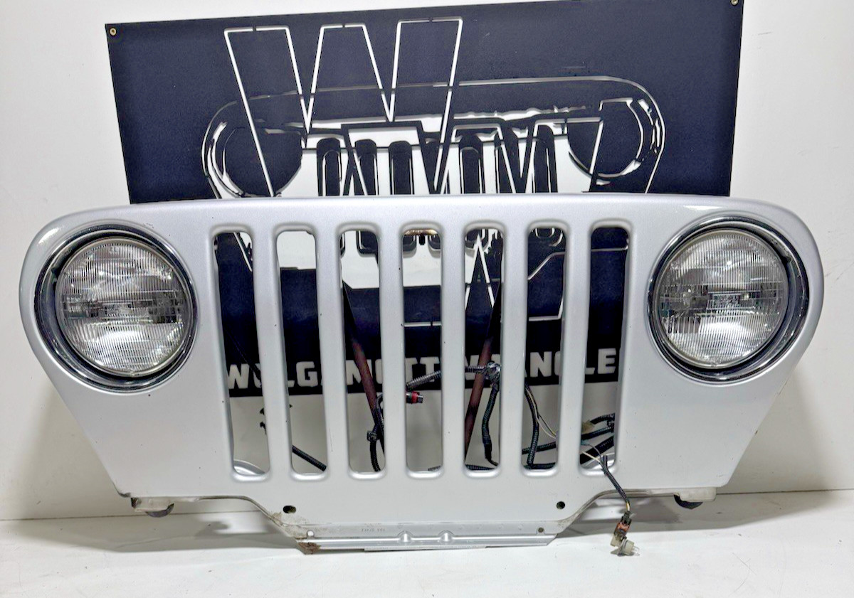 Bright Silver PSB Front Grille Panel Headlights & Harness 97-06 Jeep TJ Wrangler