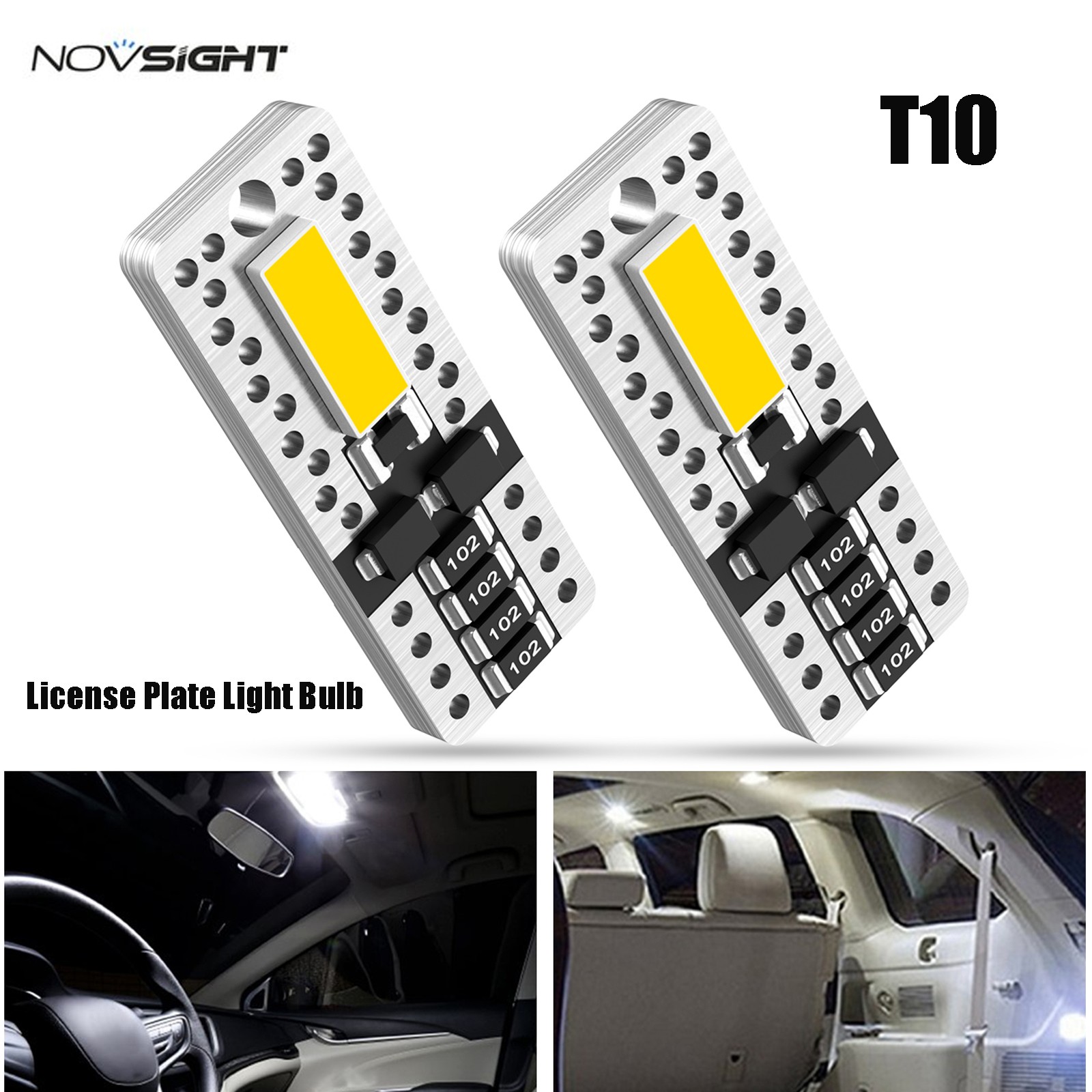 2x T10/194/168 White LED License Plate Interior Light Bulbs Super Bright 6500K