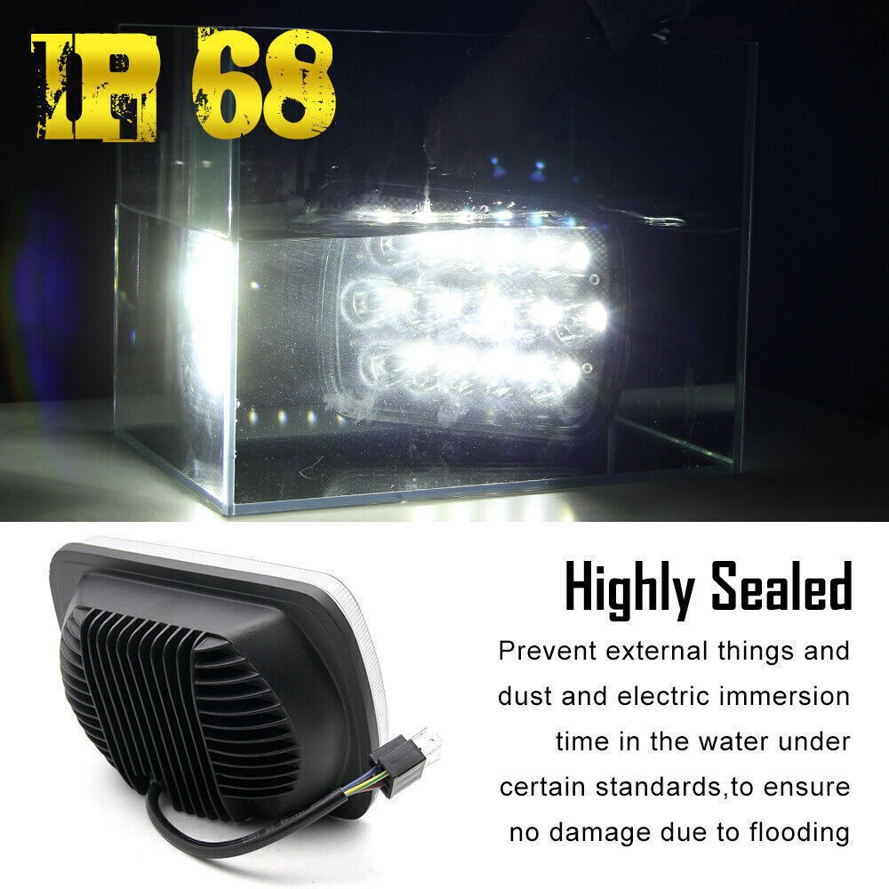 Pair 7×6″ 5×7″ LED Headlights Headlamp fit Dodge Ram Pickup 1990 1991 1992 1993