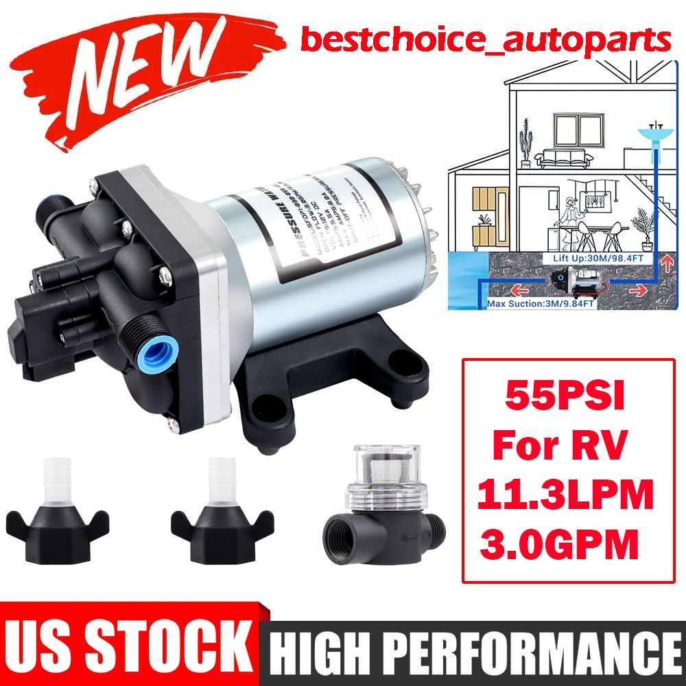 Replace For SHURflo 4009 12v Water Pump & Twist on Filter for Caravan Boat 55PSI