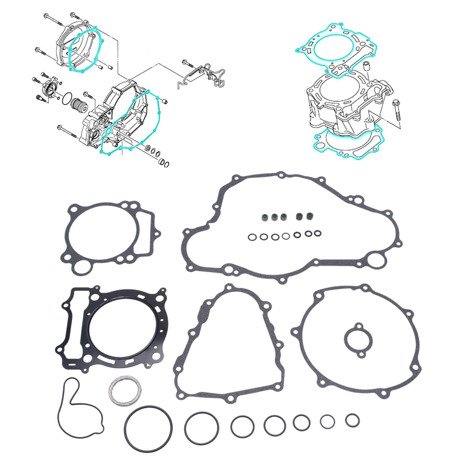 Complete Engine Gasket Kit Top End Kit Fit For Yamaha YFZ450 2004-2009 2012-2013