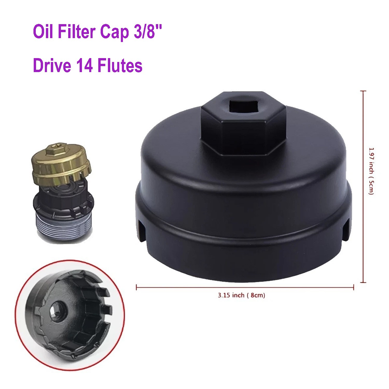 64mm Oil Filter Cap Wrench for Toyota 6 Slots 14 Flutes Removal Socket Tool