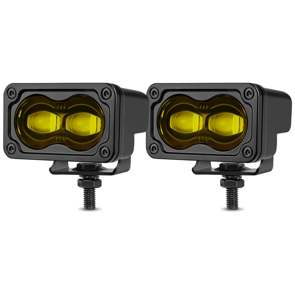 SAE Fog Lights 3Inch LED Pod Lights DOT Approved Street Legal Square Amber Pair