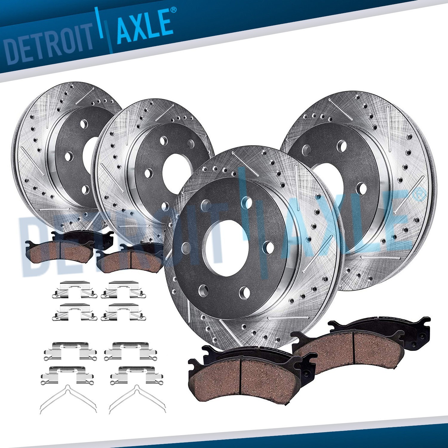Front Rear DRILLED Rotors Ceramic Brake Pads for V6 2005-2012 Nissan Pathfinder