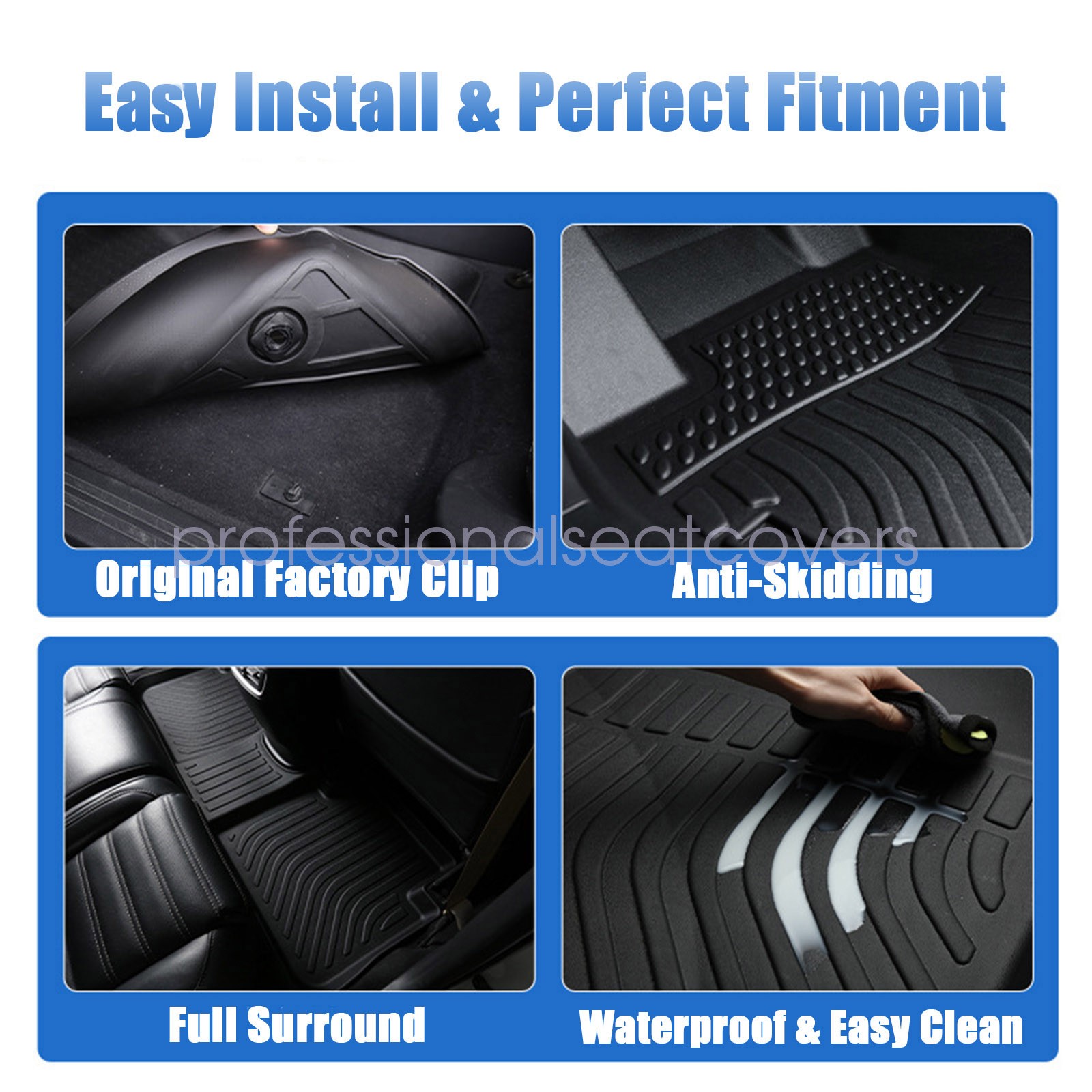For 2021-2025 Jeep Grand Cherokee L TPE Floor Mats+Trunk Cargo Liner All Weather