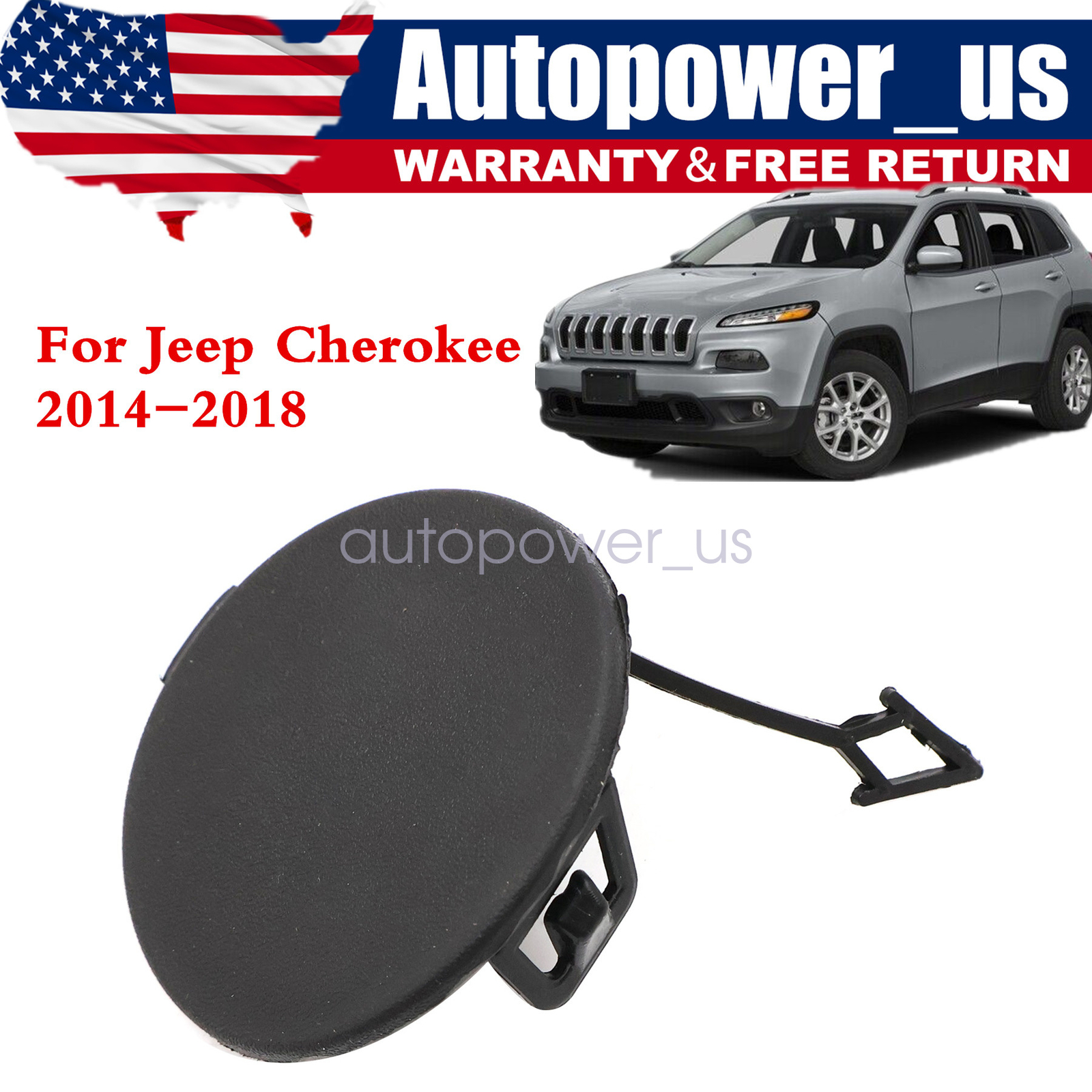 Rear Bumper Tow Hook Eye Cap Cover 68203273AE Fit for Jeep Cherokee 2014-2018