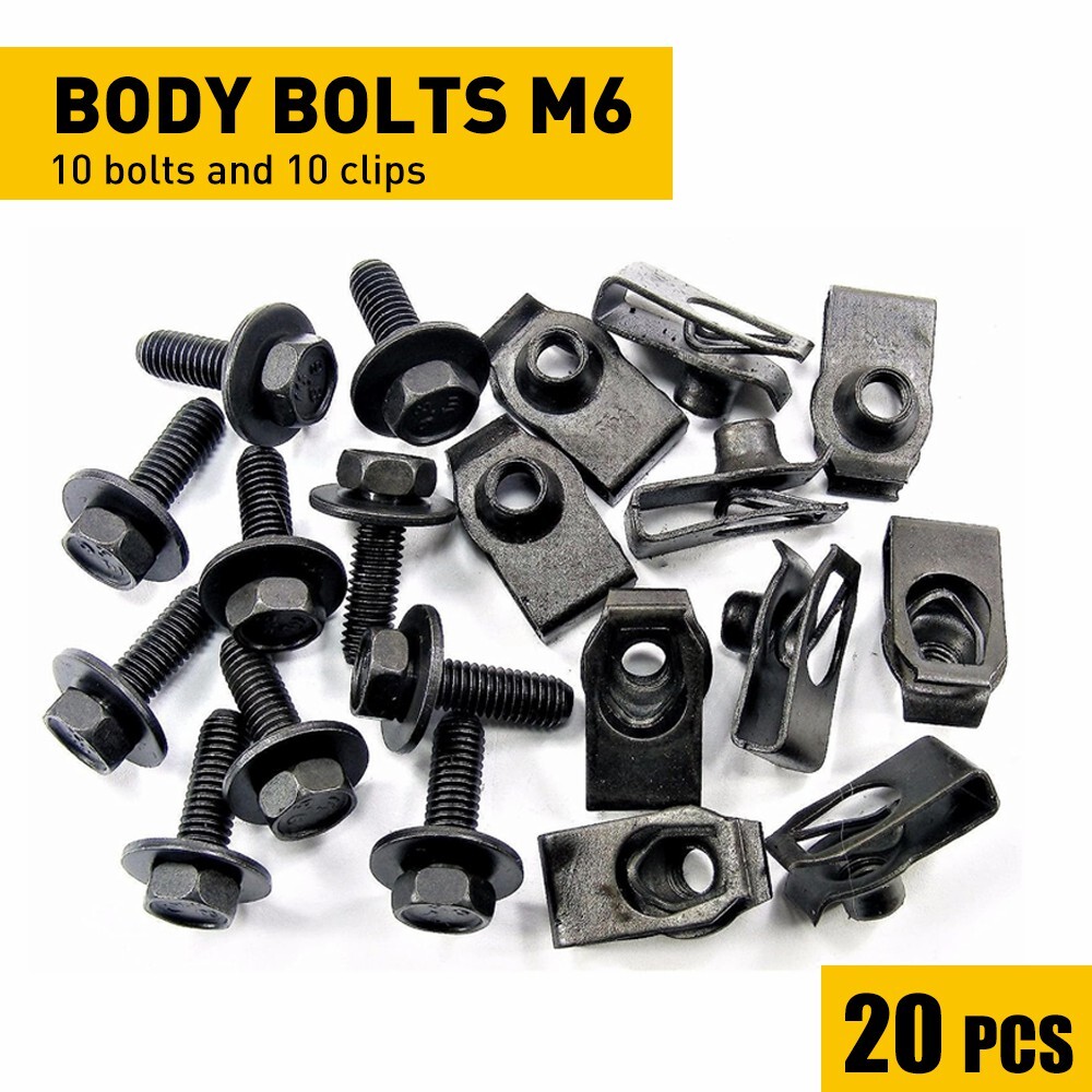 For GM Truck Body Bolts&U-nut Clips- M6-1.0 x 20mm- 10mm Hex- 20pcs (10ea)- #150
