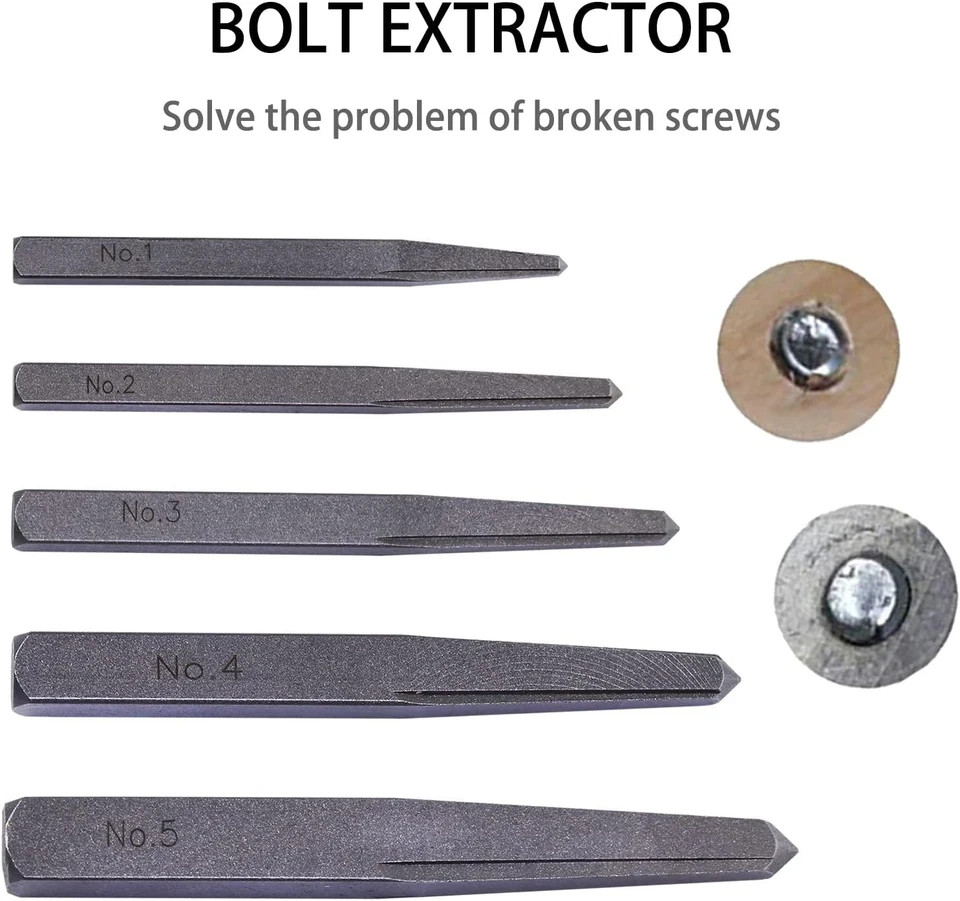 5 Pieces Easy Out Bolt Extractor Set, Straight Fluted Screw Extractor,…
