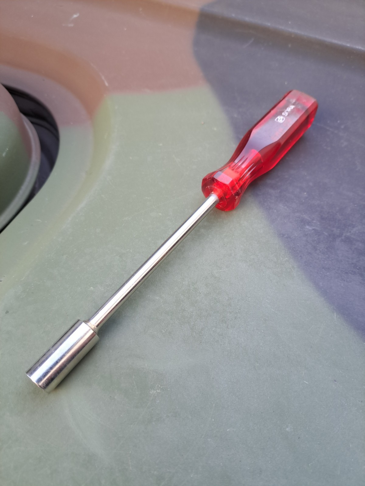 Vintage GS SORA TOOL 10mm Nut Driver Screwdriver CHR.VAN W.GERMANY Red Lucite