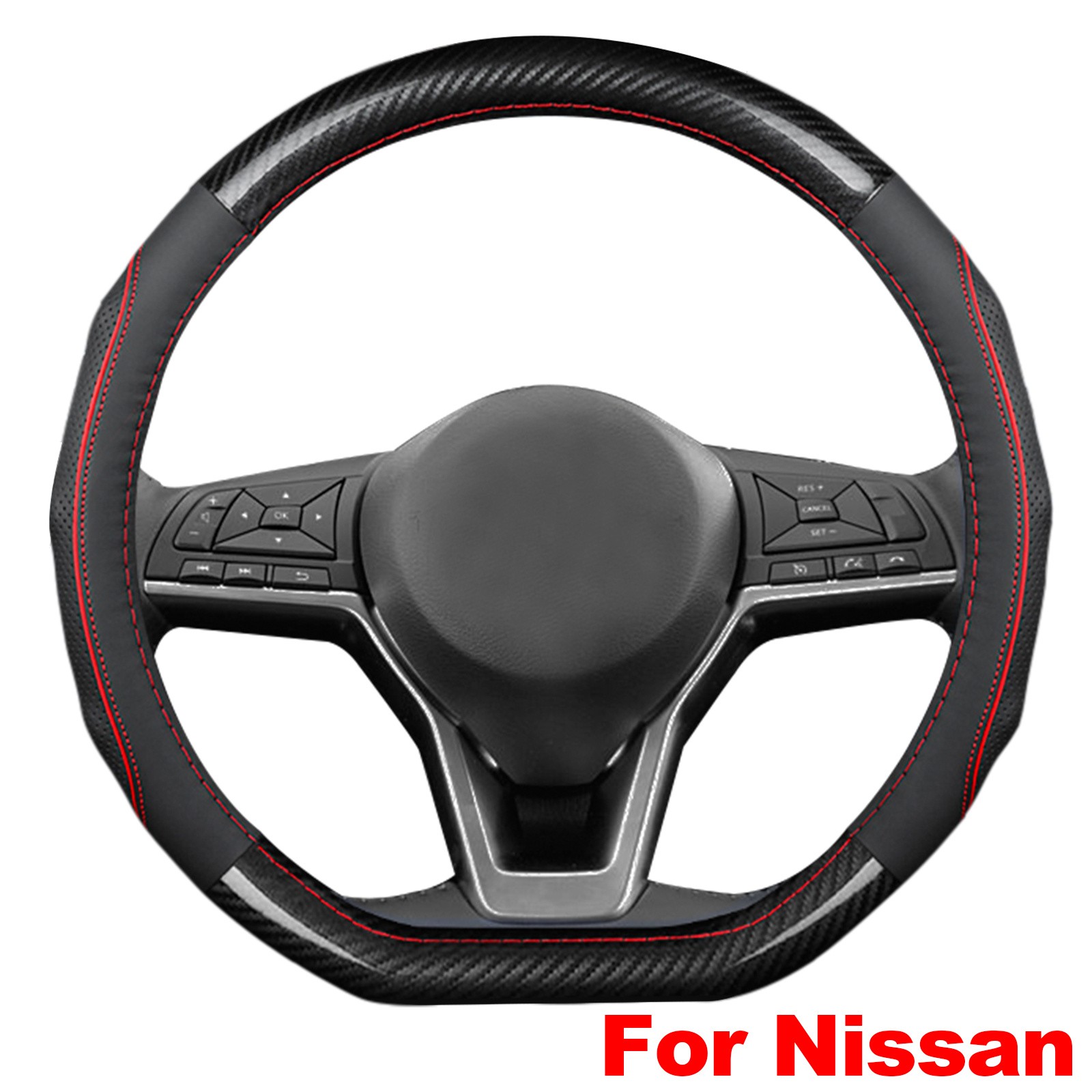 15″Steering Wheel Cover D Shape Carbon Fiber For Nissan Rogue Altima Sentra