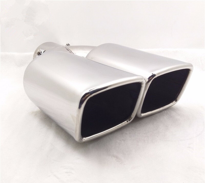 1PC Car Exhaust Muffler Tip Dual Square Tail Pipe Stainless Chrome 2.5″ Inlet US