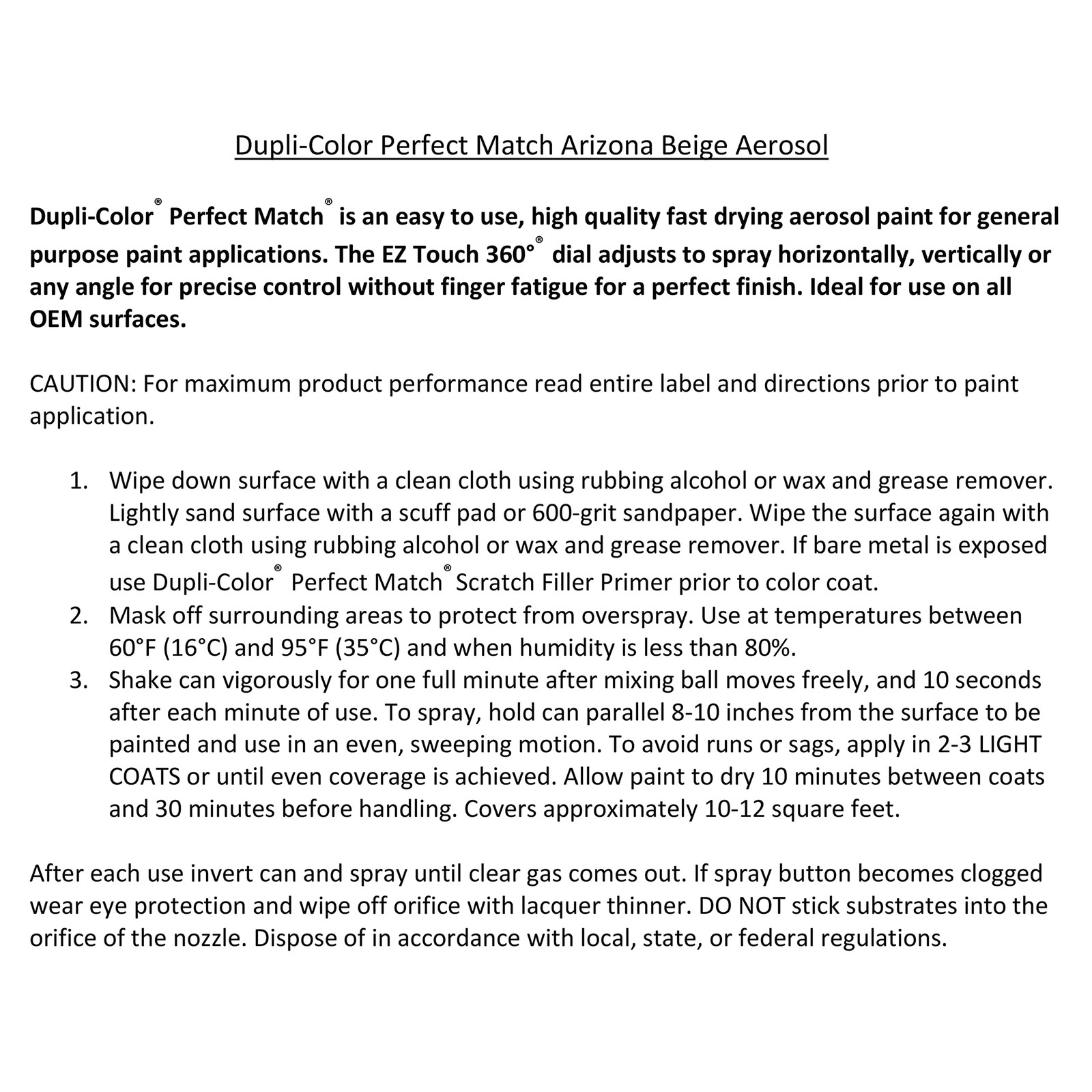 Dupli-Color EBFM03547 Perfect Match Auto Spray Paint Ford Arizona Beige AQ 8 oz