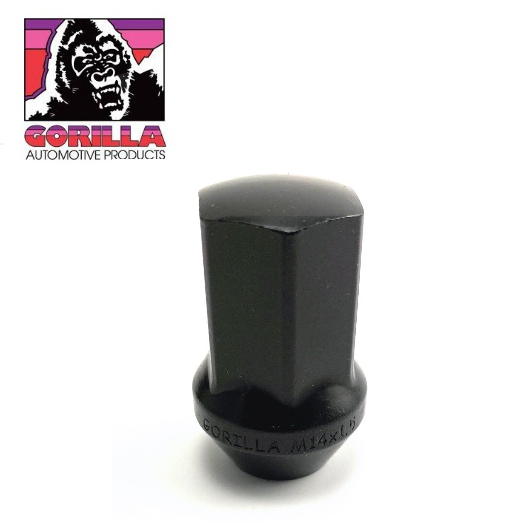24pc Gorilla Factory OEM Stock Style Large Seat Black Wheel Lug Nuts 14×1.5 14mm