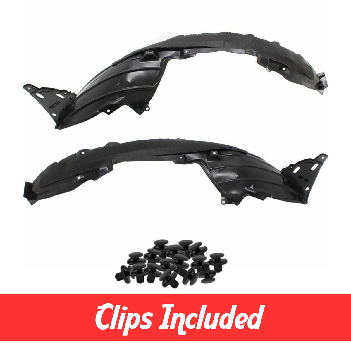 Front Driver & Passenger Side Fender Liner Set w/ Clips For 2017-2022 Honda CR-V