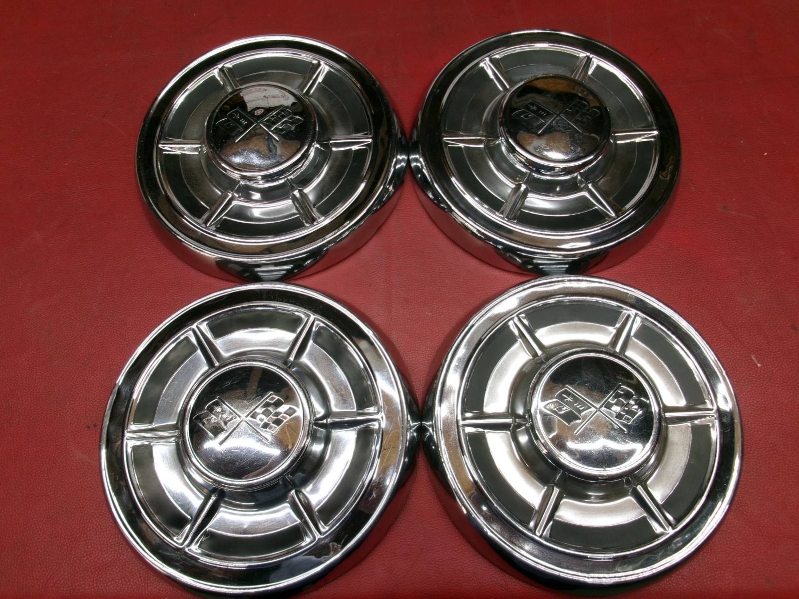 VINTAGE 1960-62 CHEVY CORVETTE BELAIR DOG DISH POVERTY HUBCAPS WHEEL COVER
