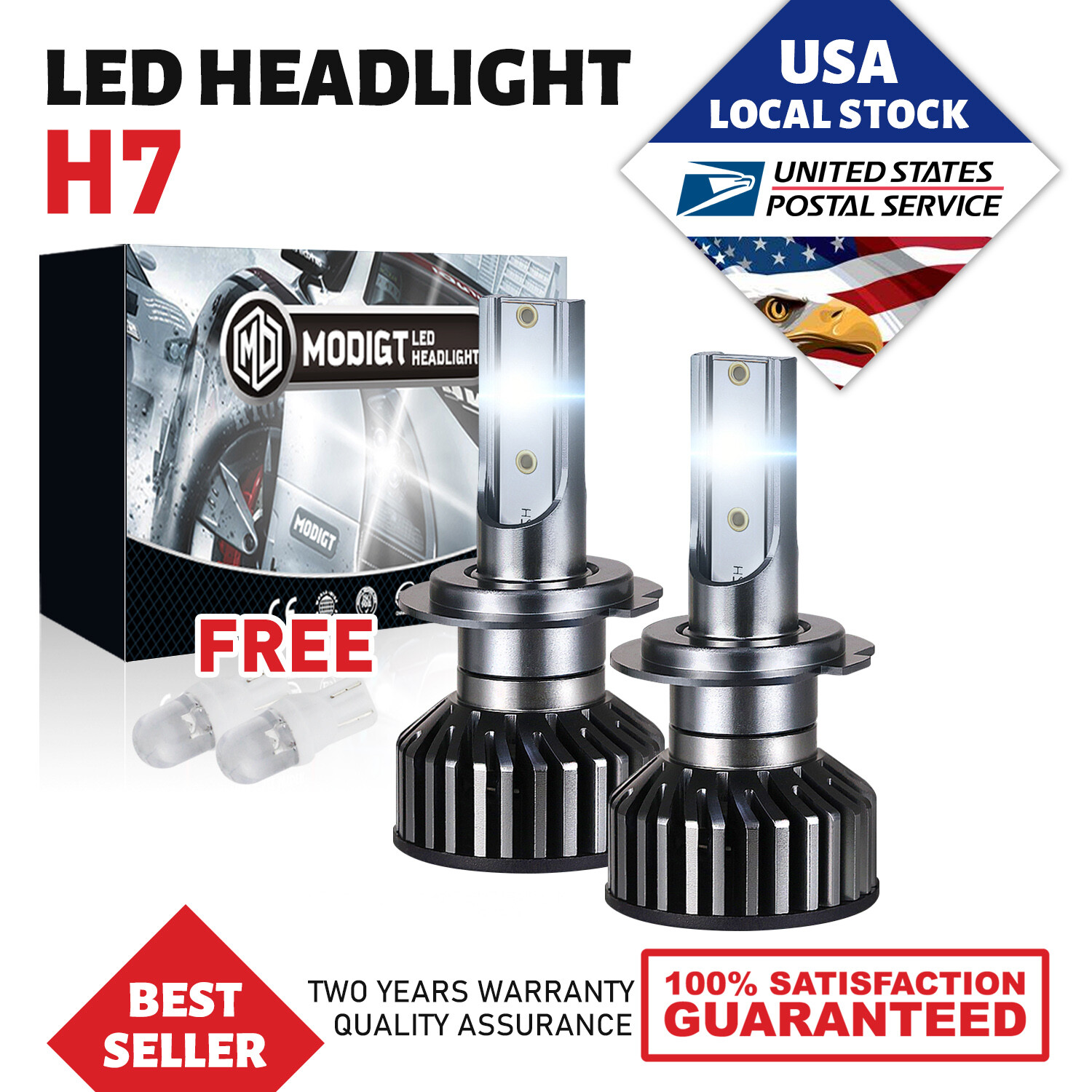 2 X H7 LED Headlight Bulbs 120000LM 6000K 200W For Mitsubishi Outlander 2018