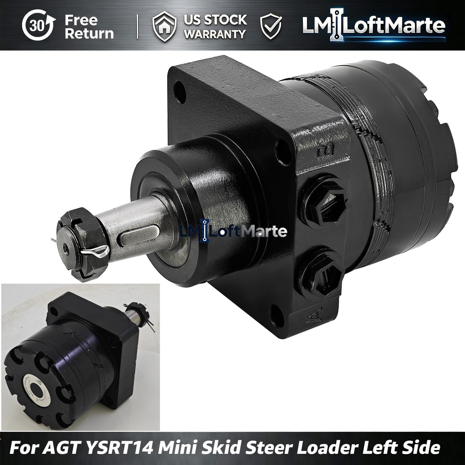 Left Side Hydraulic Drive Motor BMER-300A12101N for AGT Skid Steer Loader YSRT14