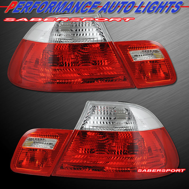Red Clear Taillights + Trunk Light 4pcs for 2000-2003 BMW E46 3-Series 2dr Coupe