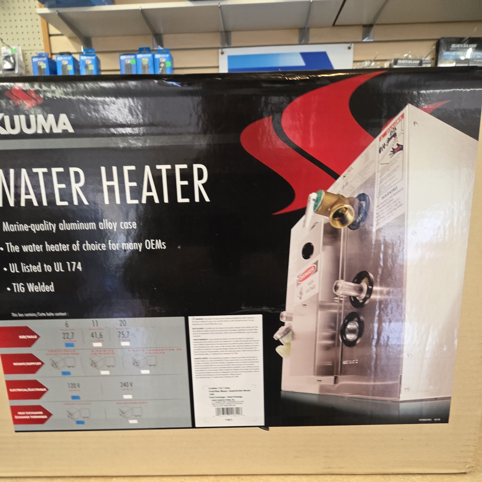 KUUMA 6 Gallon Marine WATER HEATER 11811 120V HEAT EXCHANGE Front/Rear Mount NEW