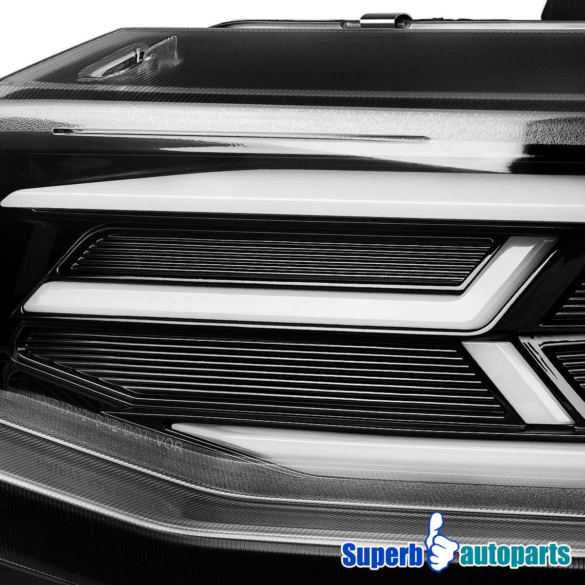 For 2016-2018 Chevy Camaro LED DRL Black Projector Headlights+Sequential Pair