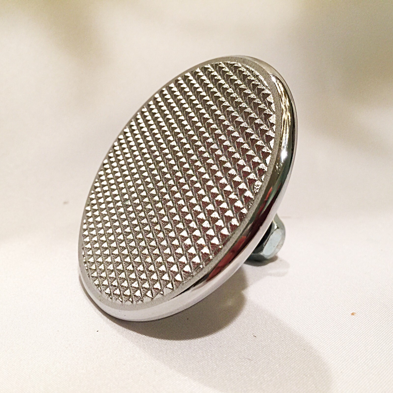 Vintage Hot Rod Knurled Brake/ Clutch Pedal Pad – Chrome Plated- 3″OD
