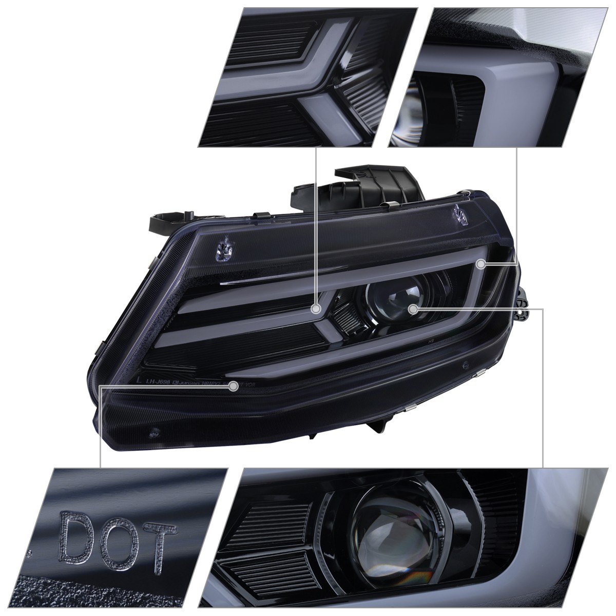 Smoke Projector Headlights Fits 2016-2018 Chevy Camaro DRL Sequential LED Signal