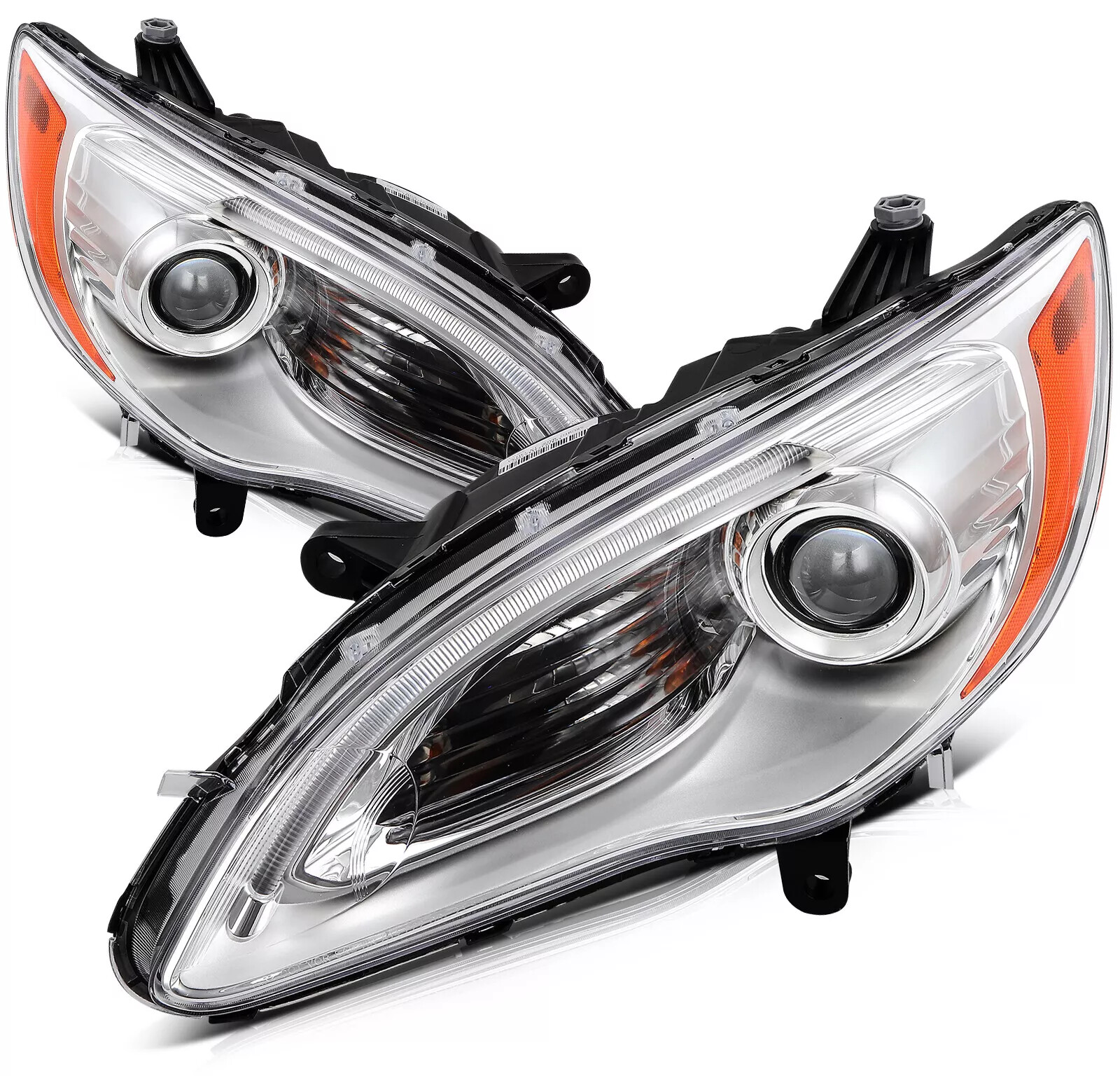 Pair Left+Right Headlights For 2011-2014 Chrysler 200 w/LED DRL Chrome Projector