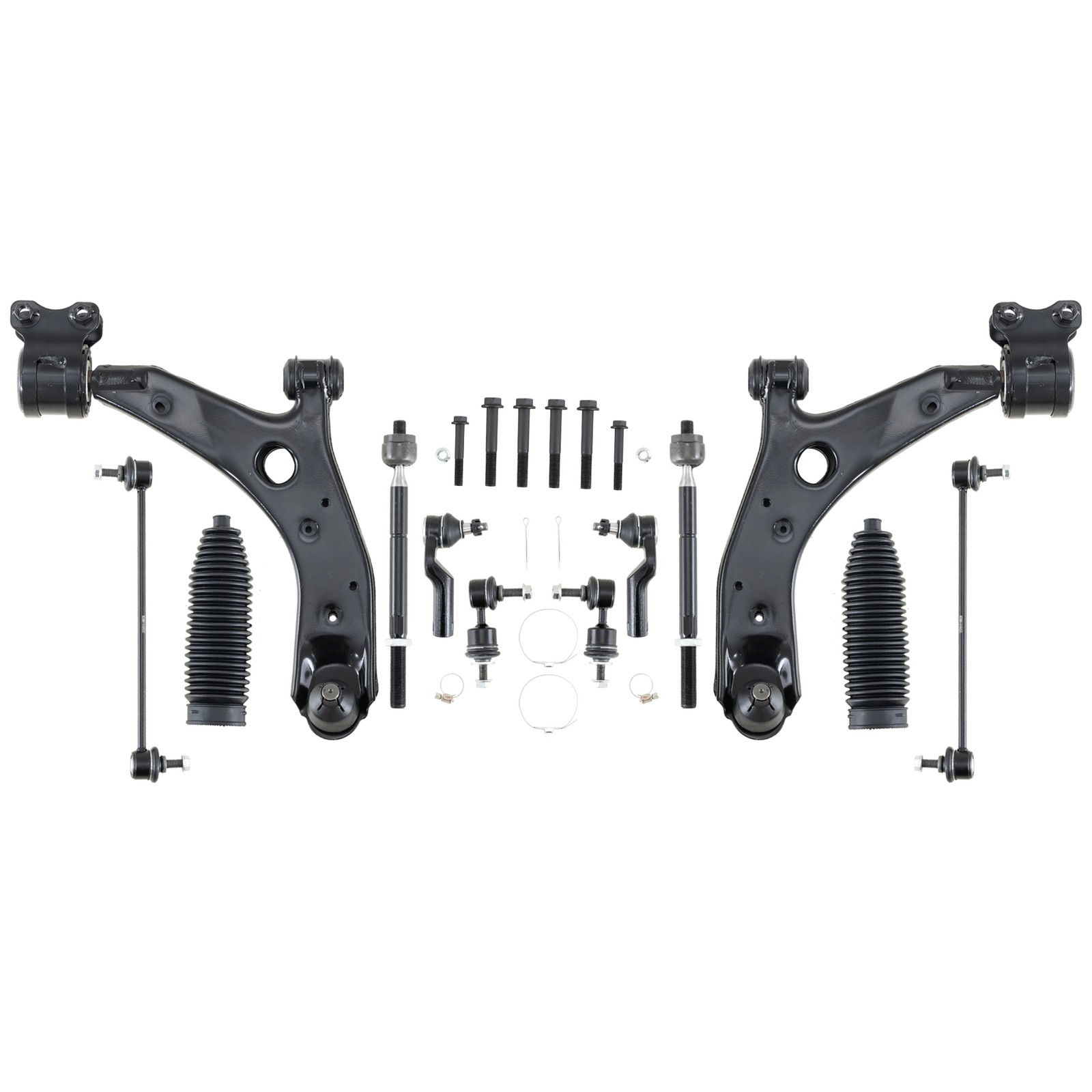 12pcs Front Lower Control Arm & Tie Rod End Kit For 2004-2009 Mazda 3 Mazda 5