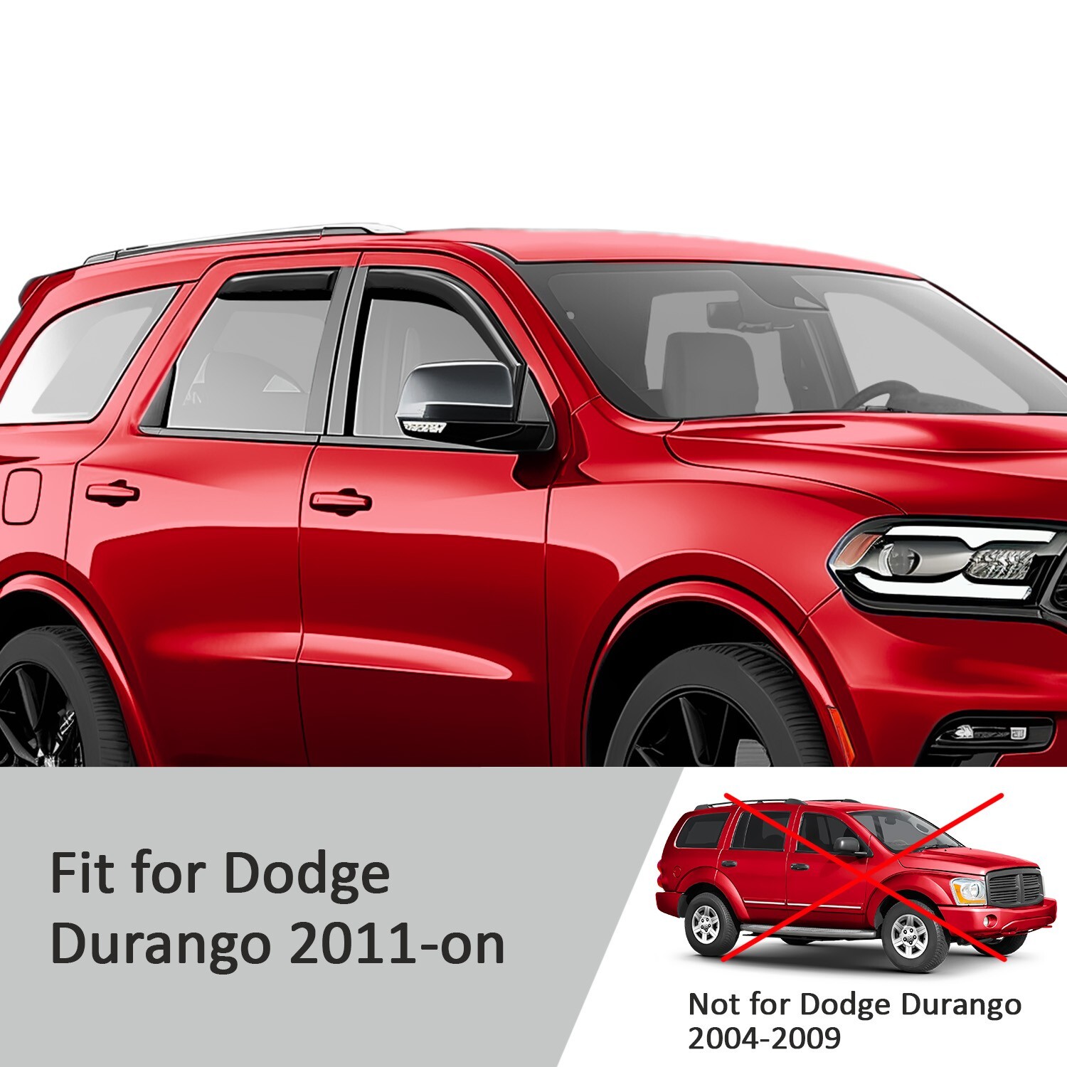 Rain Guards Vent Visors Shade for 2011-2023 Dodge Durango SHATTERPROOF