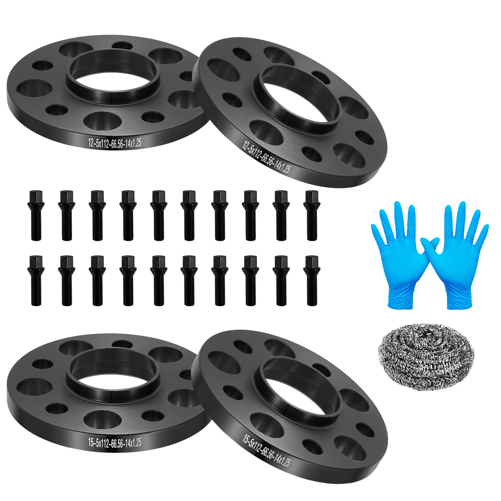 4PC 12mm & 15mm 5×112 Wheel Spacers HubCentric 66.56 14×1.25 For Mini Cooper BMW