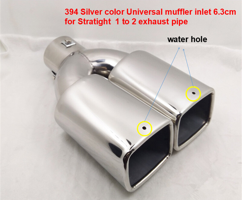 1PC Car Exhaust Muffler Tip Dual Square Tail Pipe Stainless Chrome 2.5″ Inlet US