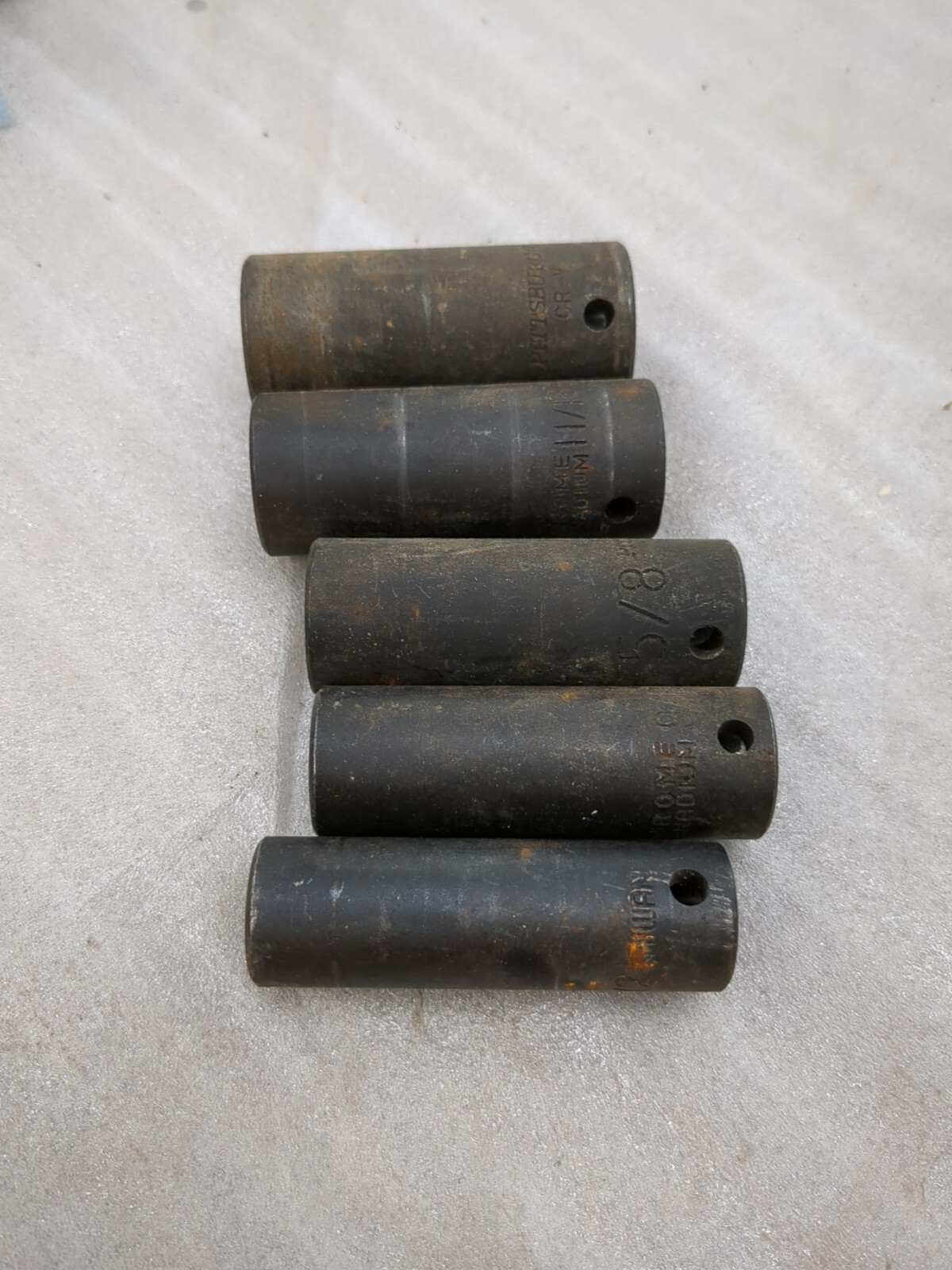 5 Pieces Deep 6 Point Impact Socket 3/8 Drive 1/2″ Thru 3/4″