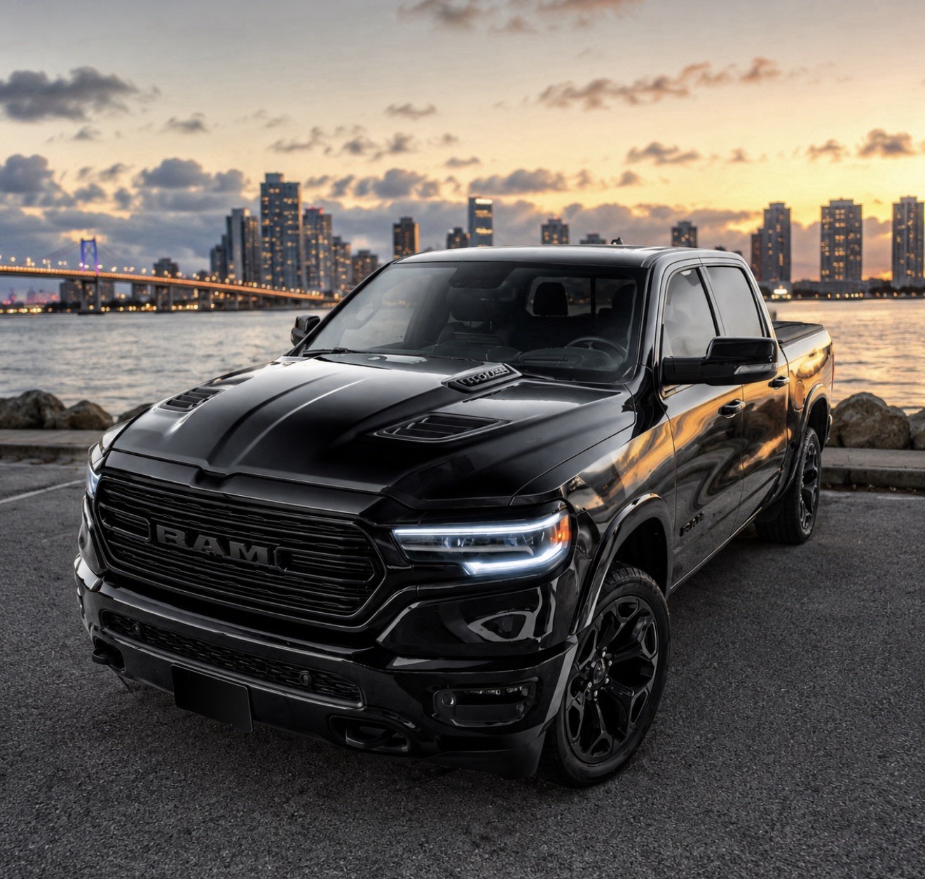 Hood For Dodge Ram 1500 Rebel 2019+ Including The Vents. Black Satin Aluminum
