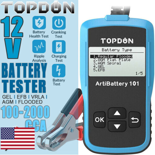 2026 TOPDON 12V Car Load Battery Tester Digital Analyzer Charging Tester LCD
