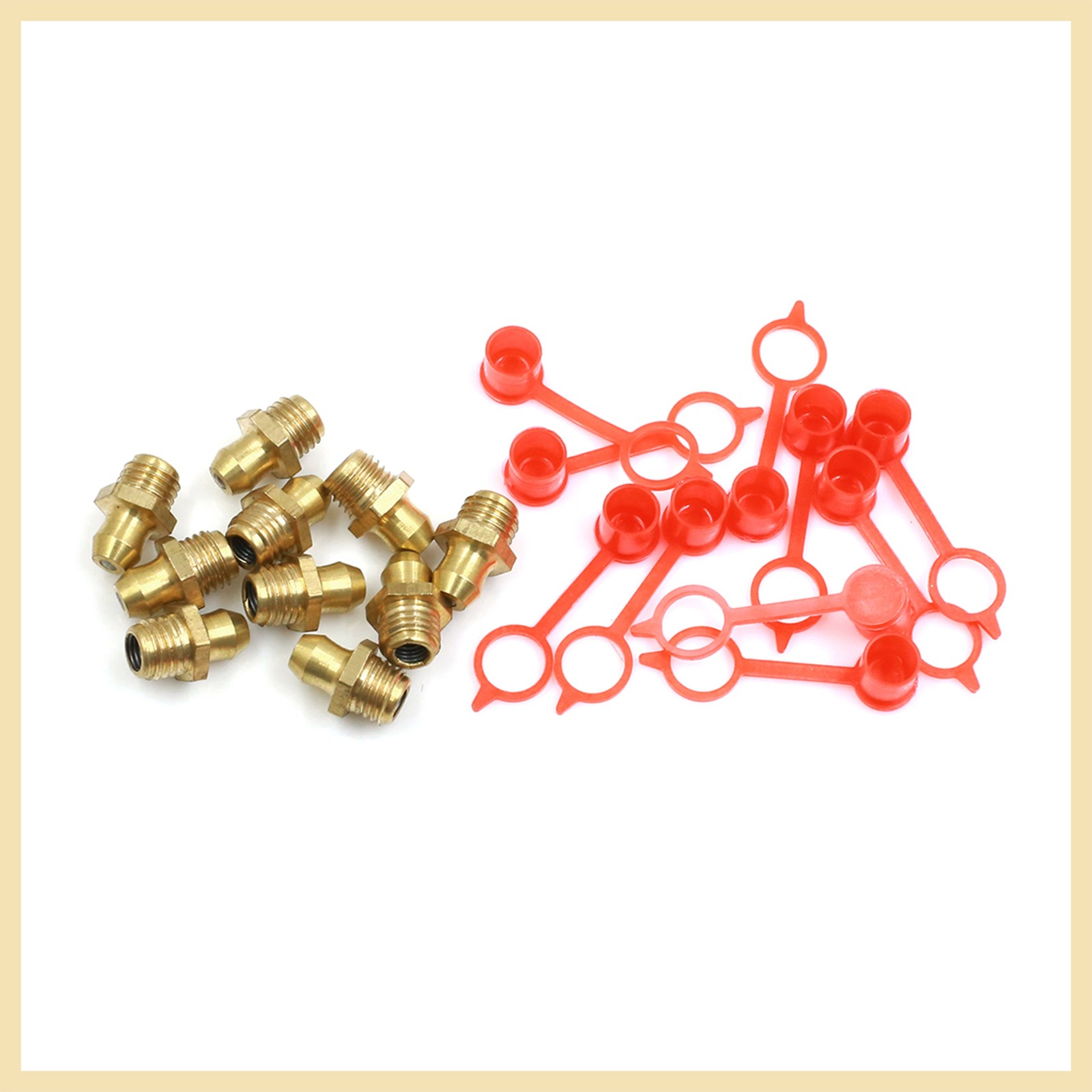 M8 Brass Thread Straight Grease Nipple with Red Dust Cap kit for car