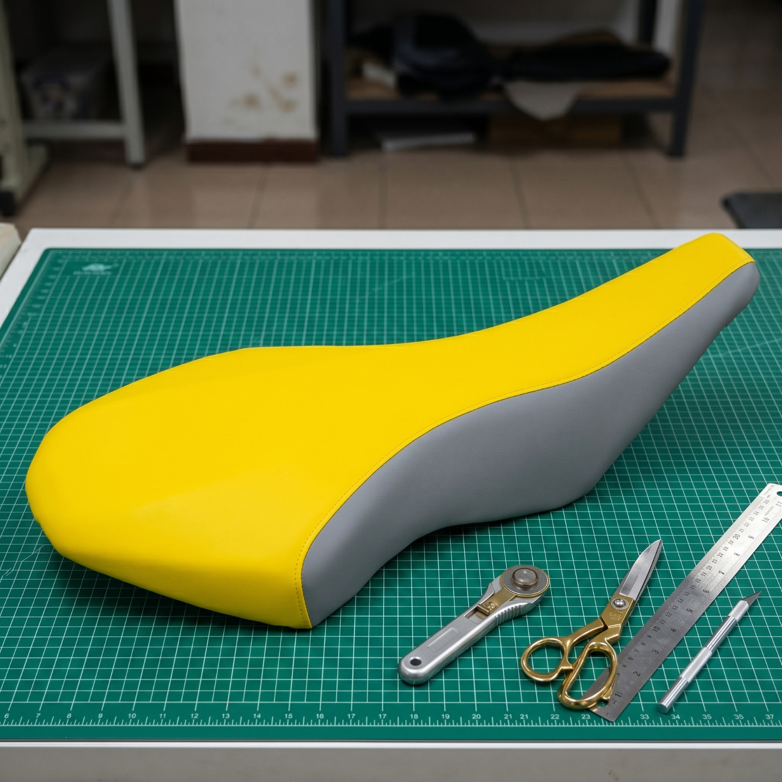 Suzuki LTR450 QuadRacer Seat Cover Gray Yellow Color Vinyl Seat Cover