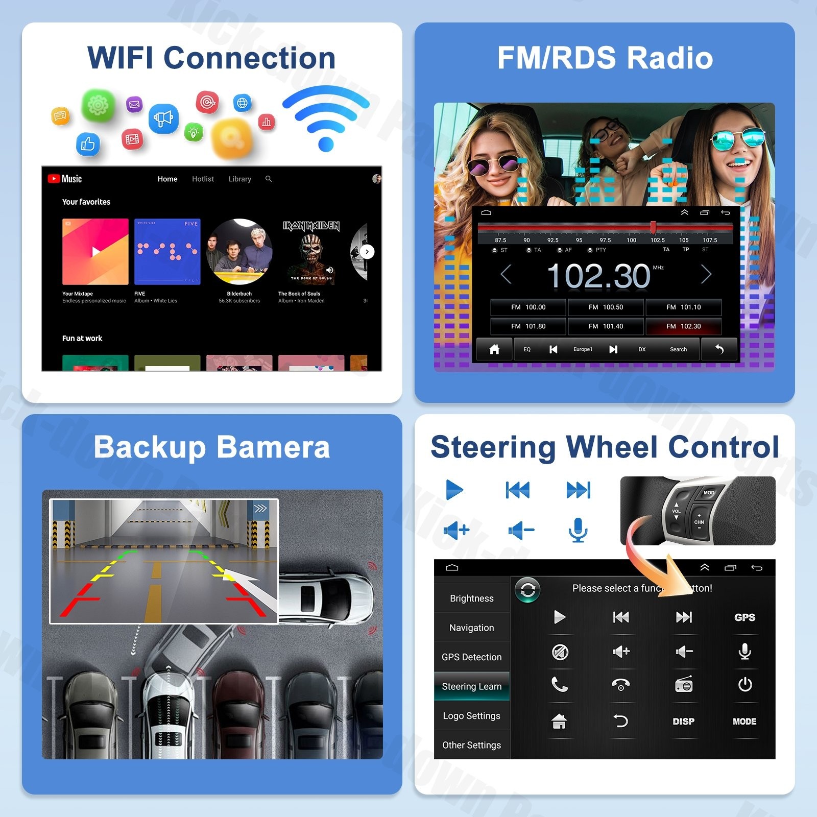 10.1” 2+64G Universal Car Stereo Android 15 Single Knob GPS Navigation Head Unit