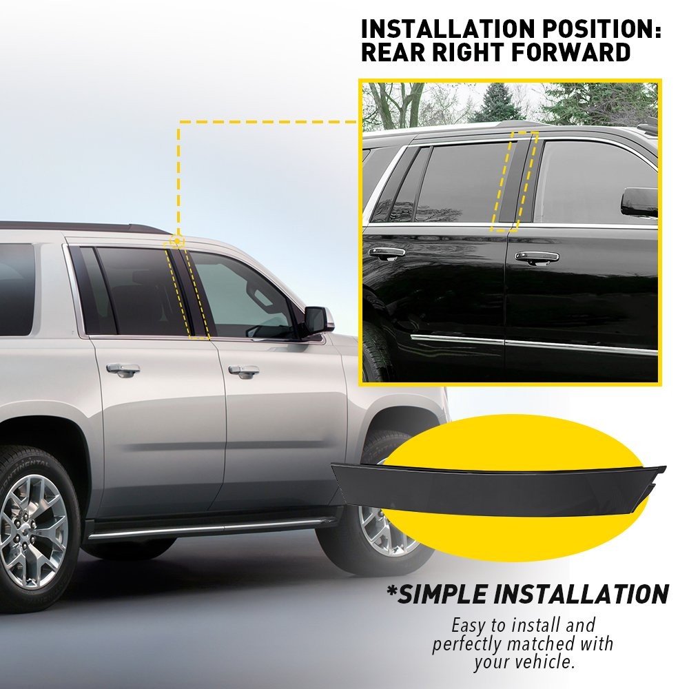 For Chevy Suburban 15-20 Window Door Trim Pillar Post Molding Rear RH Rearward