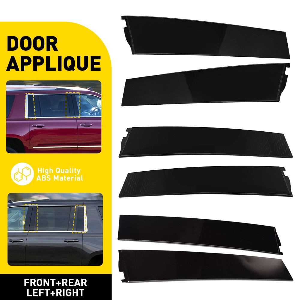 For 2015-18 Chevy Suburban Tahoe Front Rear Door Molding Trim Applique B Pillar