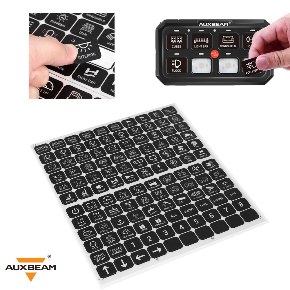 Auxbeam 120PCS Switch Panel Sticker Label for Rocker Switch Circuit Panel GPS