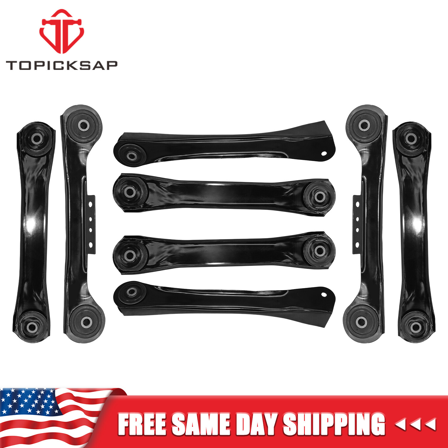 8Pcs Front & Rear Lower & Upper Control Arms for 1997-2006 Jeep TJ Wrangler