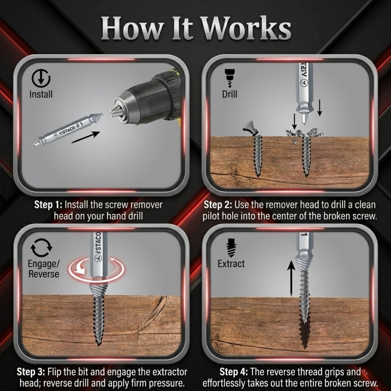 10-Piece Screw Extractor Set: Effortless Extraction for Stripped & Broken Bolts