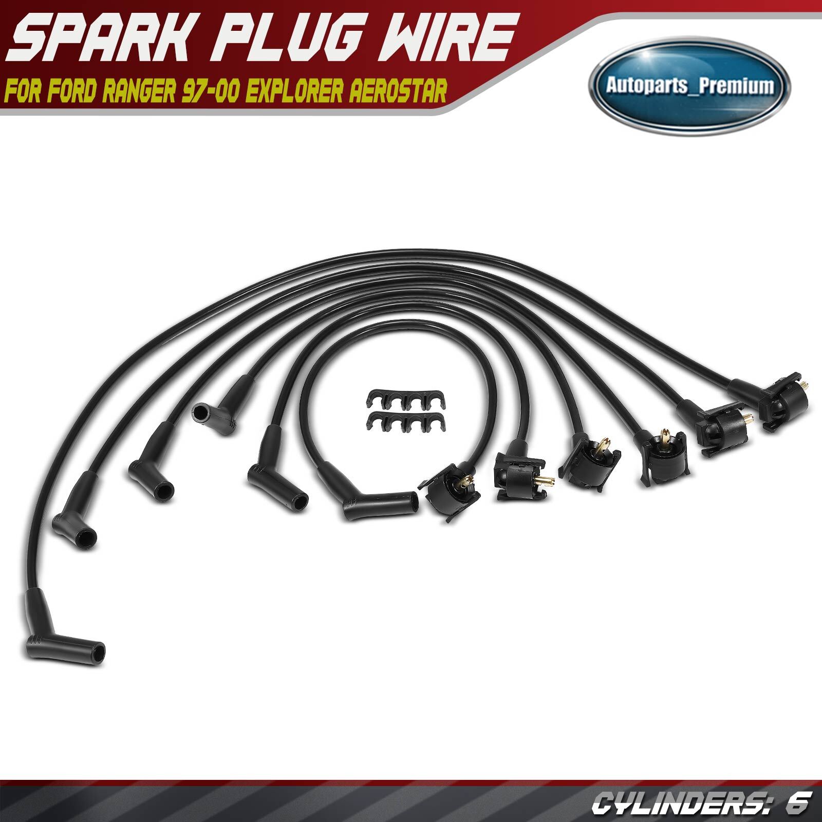 6x Spark Plug Wire Sets for Ford Explorer 1997-2000 Ranger Aerostar V6 4.0L OHV