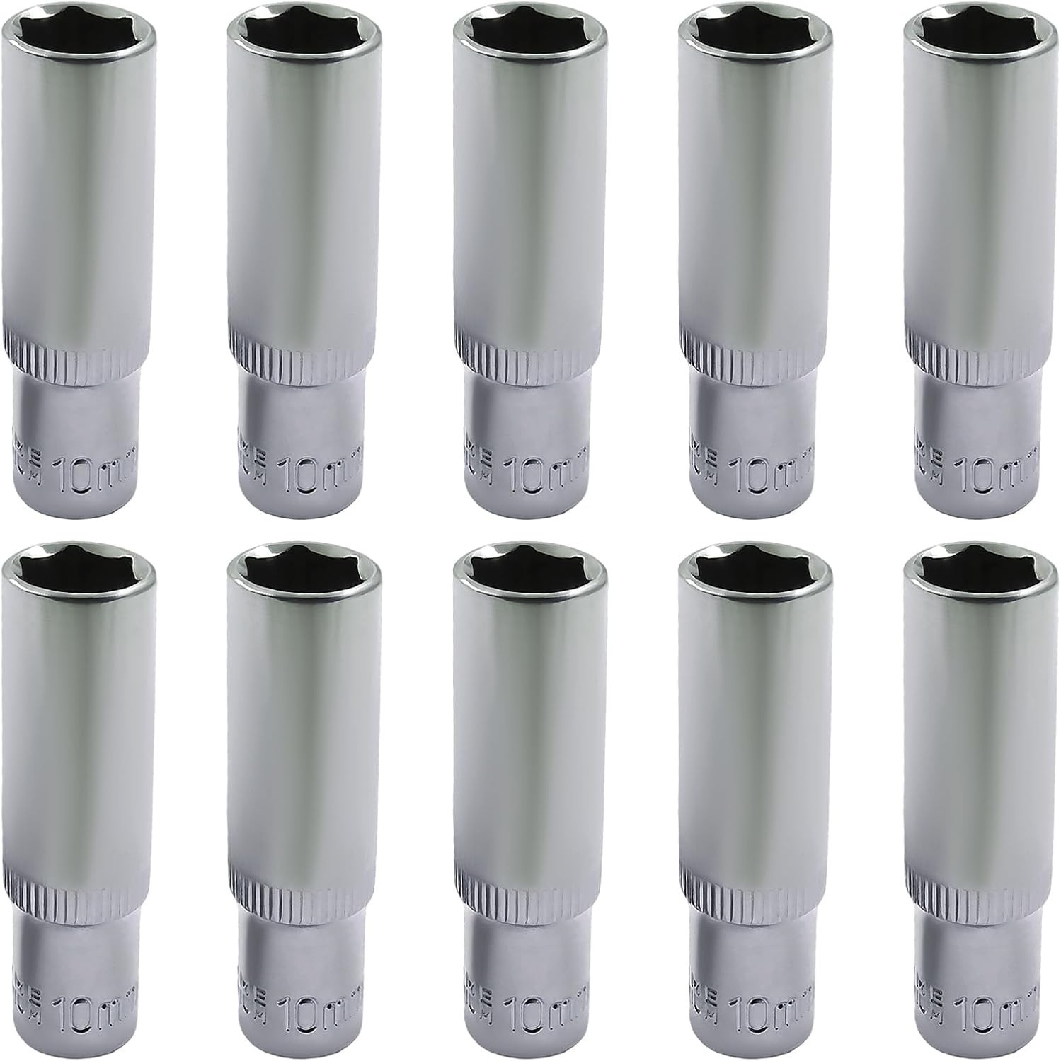 10 Pcs 1/4 Inch Drive 10mm Deep Socket Set – Chrome Vanadium Steel Excellence