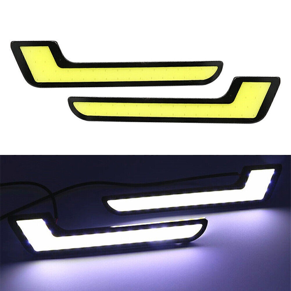 Pair L Shape COB White 12V LED Light Car DRL Daytime Running Light Driving Lamp
