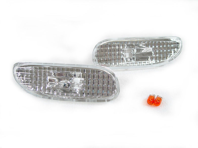 DEPO Front Crystal Clear Bumper Side Marker + Bulbs For 95-99 Mitsubishi Eclipse