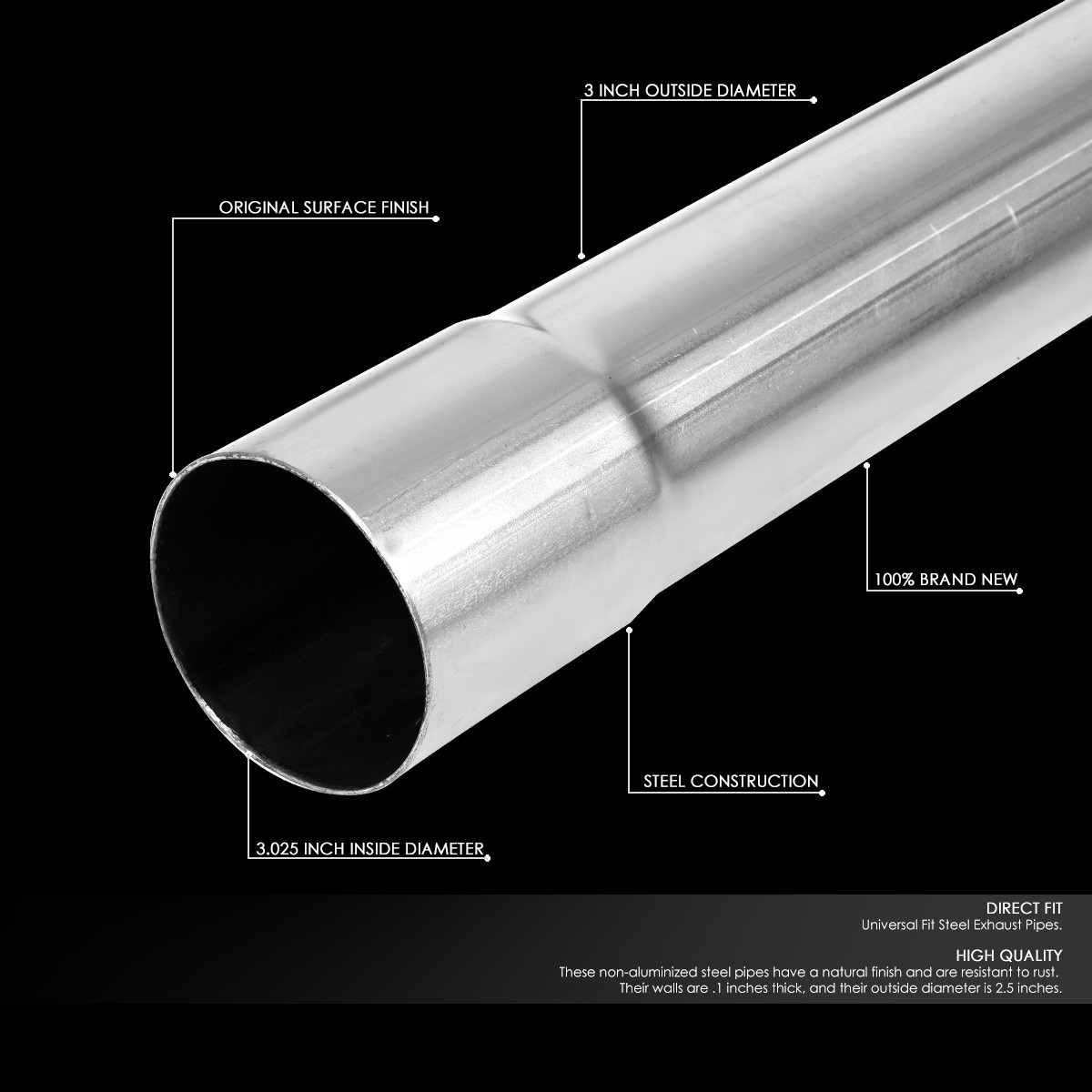 3″OD DIY Custom Exhaust Pipe Kit 16-Pieces Straight & 45 90 Degree & U-Bends